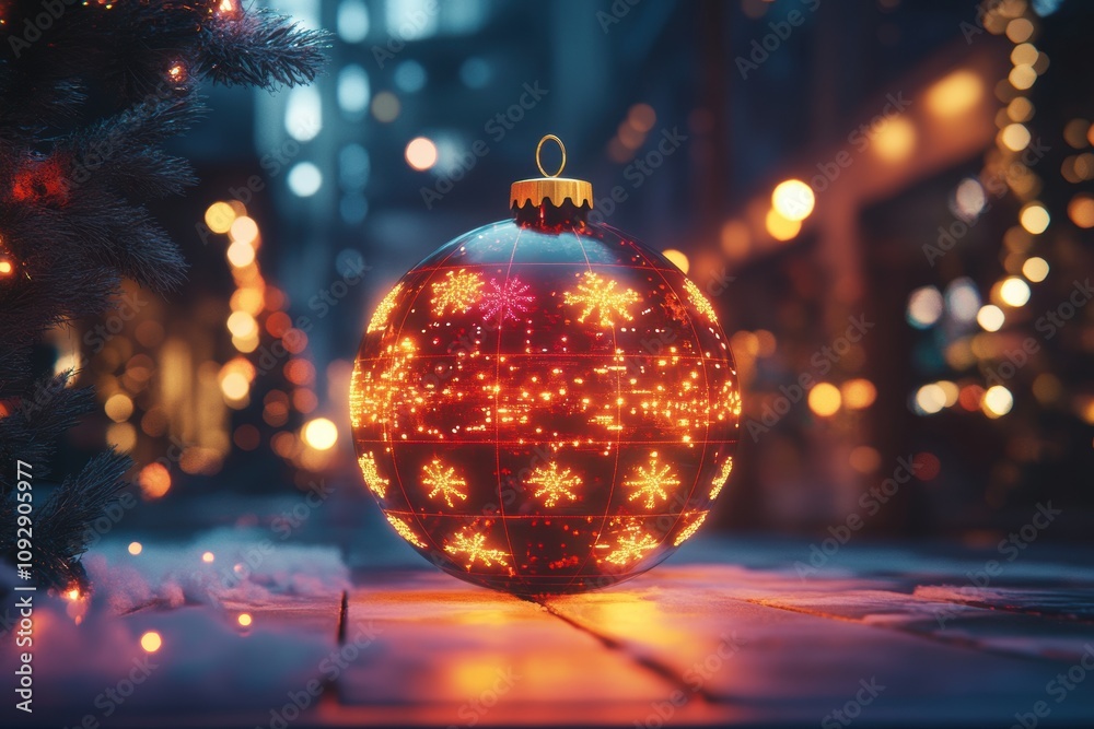 virtual reality christmas display, futuristic christmas banner featuring a d-printed ornament display in a virtual reality setting, radiating holiday cheer with text space virtual reality christmas display, futuristic christmas banner featuring a d-printed ornament display in a virtual reality setting, radiating holiday cheer with text space