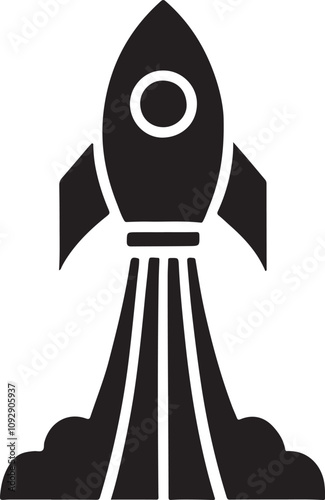Rocket Icon Vector Silhouette ,  Rocket Line Art