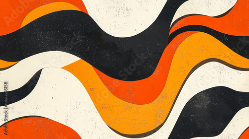 Wallpaper Mural Abstract wave seamless pattern in orange and black Torontodigital.ca