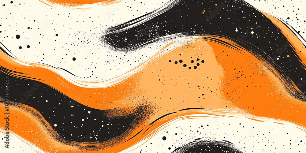 Obraz premium Dynamic waves seamless pattern with speckled texture