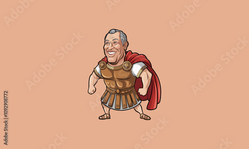 Smiling Roman emperor holding a flaming goblet vector.
