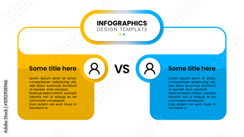 Infographic template. Versus concept with 2 steps and icons