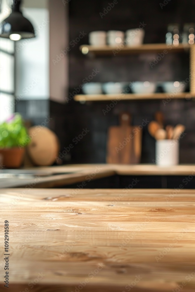 Modern Kitchen Countertop with Blurred Background - Stylish Interior Design and Home Decor Trends Modern Kitchen Countertop with Blurred Background - Stylish Interior Design and Home Decor Trends