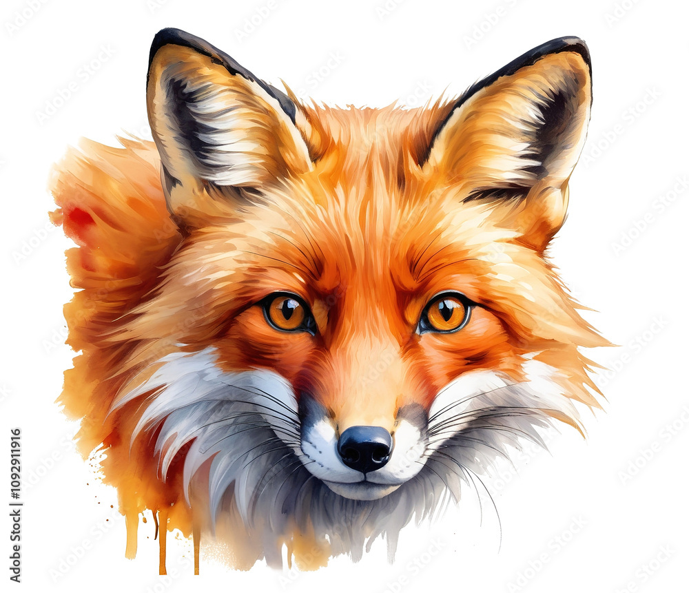Naklejka premium Sleek fox head vector illustration with sharp features, isolated on a transparent background for versatile usage. 