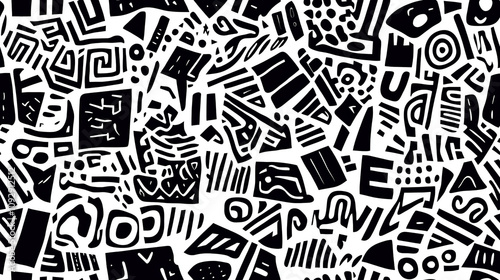 Urban art seamless pattern in monochrome