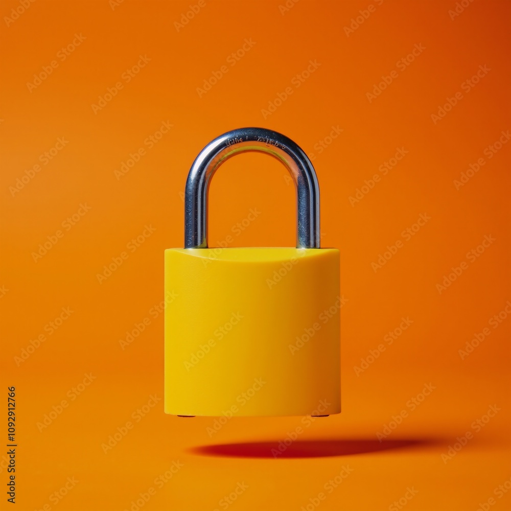 Digital image showcasing a yellow padlock on an orange background representing security privacy and protection Security Symbolism Digital image showcasing a yellow padlock on an orange background representing security privacy and protection Security Symbolism