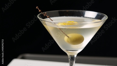 Focused shot of a glass containing a classic Pale Cocktail Martini photo