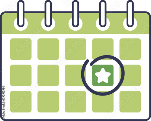 A calendar with a highlighted day marked by a star, symbolizing an important date.