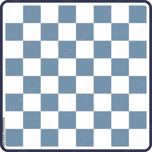 A classic chessboard with alternating blue and white squares, symbolizing strategy and planning.