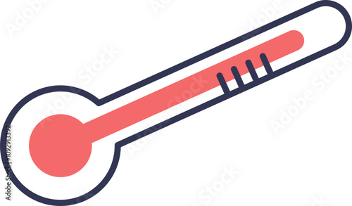 Illustration of a classic thermometer with a red mercury line, symbolizing temperature measurement.