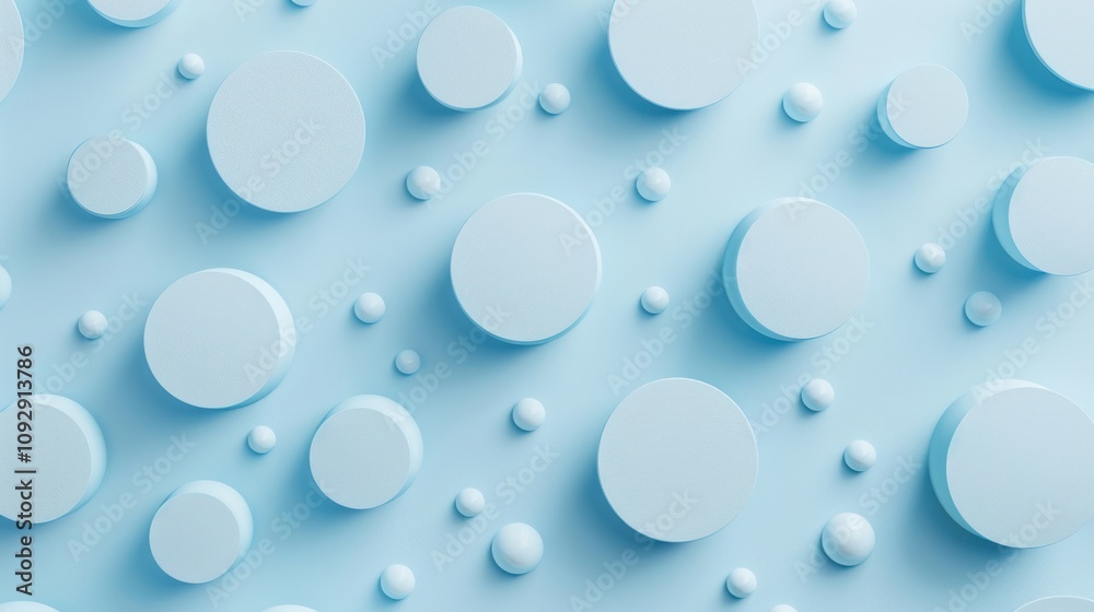A flat lay of blue circular shapes on a blue background, evoking a calming aesthetic. A flat lay of blue circular shapes on a blue background, evoking a calming aesthetic.