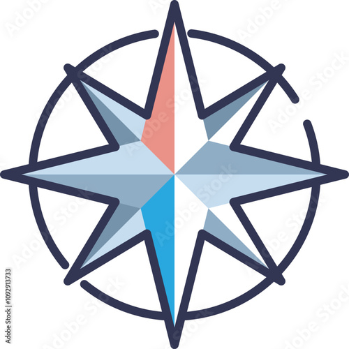 A stylized compass rose symbolizing direction and navigation.