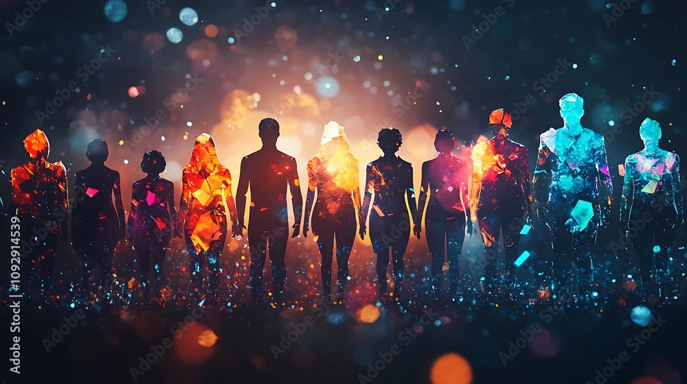 Abstract digital art of a group of people, Abstract digital art of a group of people,