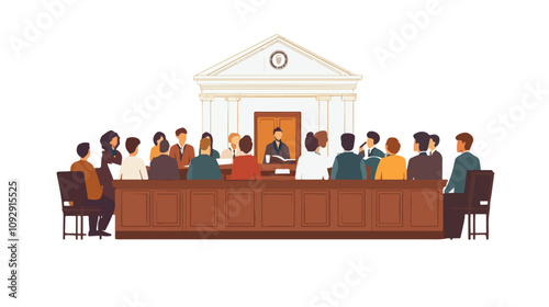 Legal Professionals and Courthouse Illustration for Stock Photos