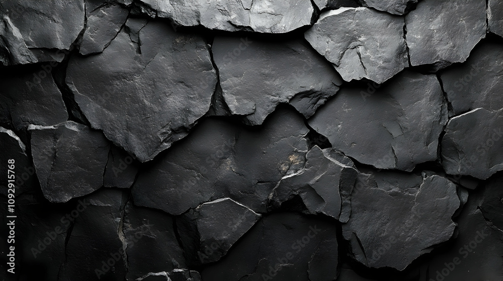 Dark Grey Stone Wall Texture: Rugged, Cracked Surface Detail Dark Grey Stone Wall Texture: Rugged, Cracked Surface Detail