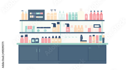 Luxurious Cosmetics Store Display with Vendor and Market Concept