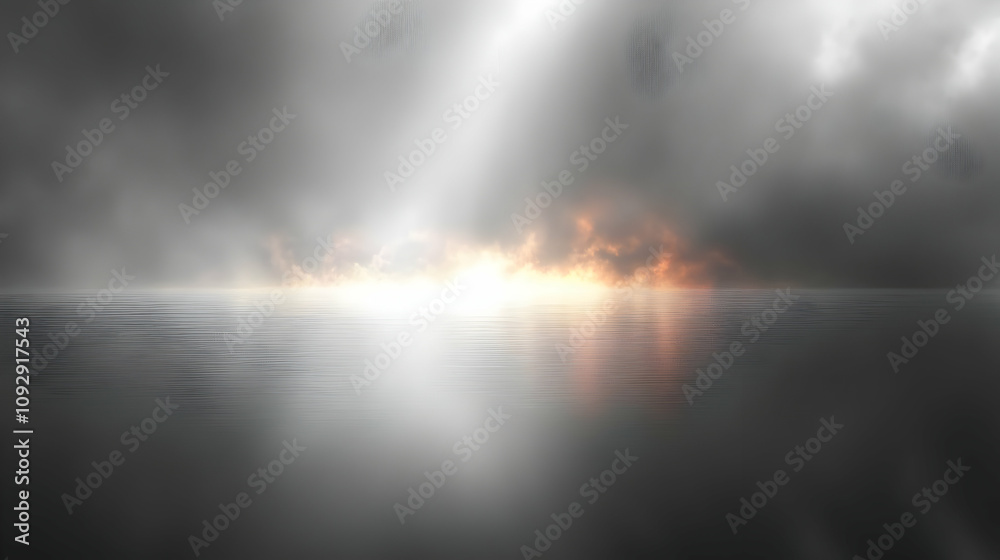 Serene Sunset: Calm Ocean Meets Dramatic Sky Serene Sunset: Calm Ocean Meets Dramatic Sky