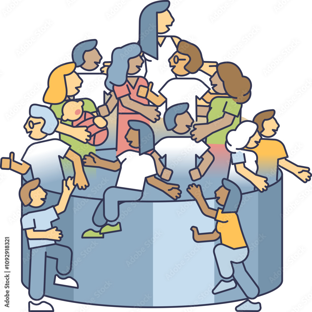 Diverse group of people collaborating, symbolizing unity and teamwork in organizational culture. Diverse group of people collaborating, symbolizing unity and teamwork in organizational culture.