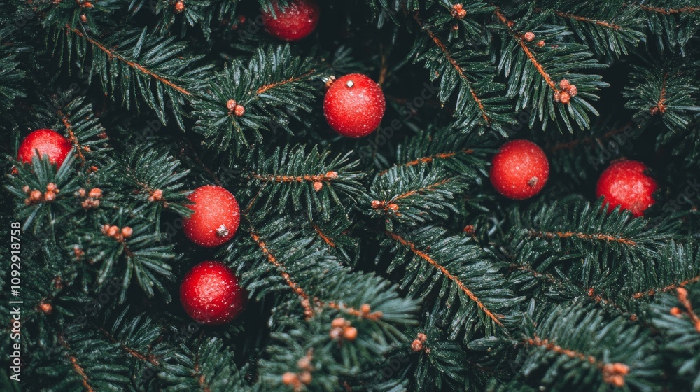 A vibrant close-up of red Christmas ornaments adorning a beautifully decorated tree, capturing the festive spirit and holiday cheer. A vibrant close-up of red Christmas ornaments adorning a beautifully decorated tree, capturing the festive spirit and holiday cheer.