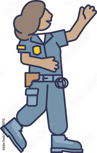Illustration of a police officer in uniform, symbolizing law enforcement and public safety.
