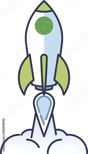 Illustration of a rocket launching, symbolizing innovation and progress.