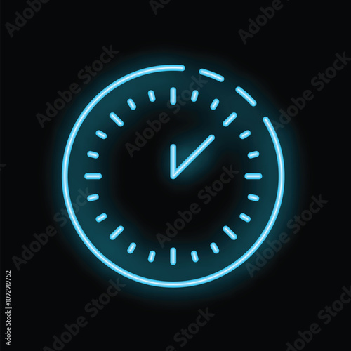 Neon clock showing half past time on black background