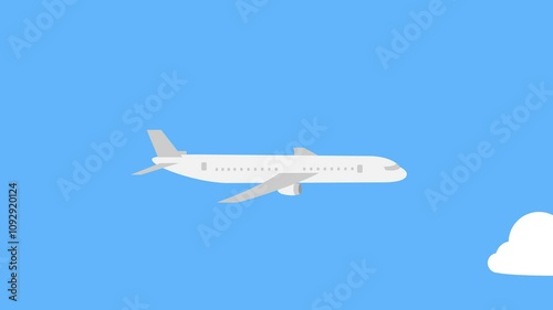 Wallpaper Mural Flat style passenger airplane flying animation  Torontodigital.ca