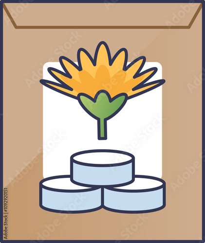 Illustration of sugar substitute tablets with a flower symbolizing natural ingredients.