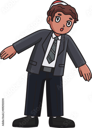 Bar Mitzvah Boy Blowing Cartoon Colored Clipart