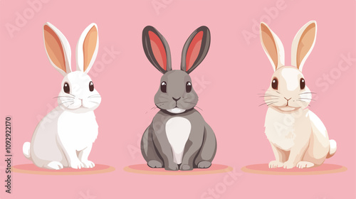 Adorable Collection of Cute Rabbits - Graphic Elements