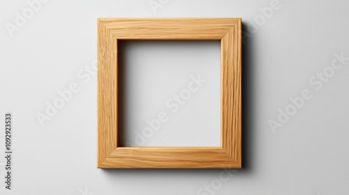 A handcrafted wooden window frame  smooth finish with natural wood texture  perfectly centered on a white background  sharp detail with clean lines