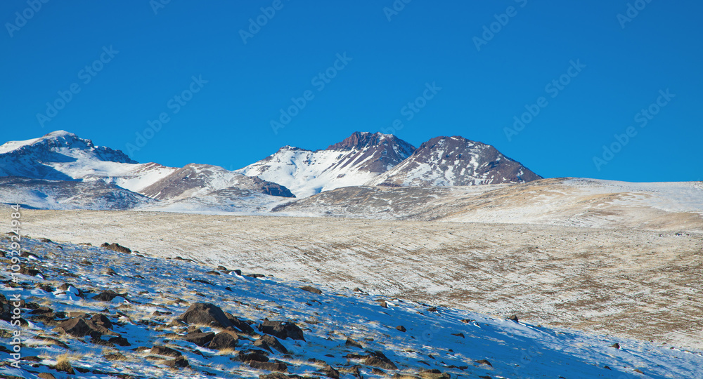 Fototapeta premium Beautiful view of winter landscape in Armenia.