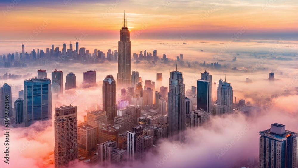 Fototapeta premium morning mist fog in the city