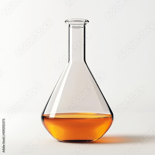 Glass Laboratory Flask with Amber Liquid photo