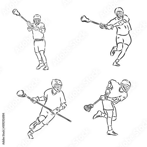 Lacrosse Sport Sketch Outline vector