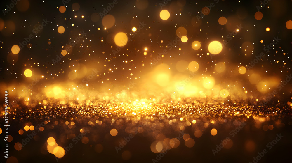 Naklejka premium Golden Glitter: Shimmering Lights & Sparkle Background