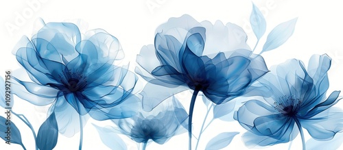 Abstract Watercolor Blue Floral Design