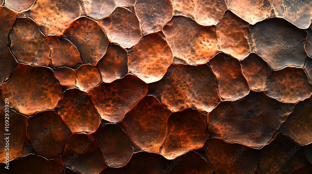 Hammered Copper Texture: Deep Brown Metal Surface, Rich Patina, Abstract Design