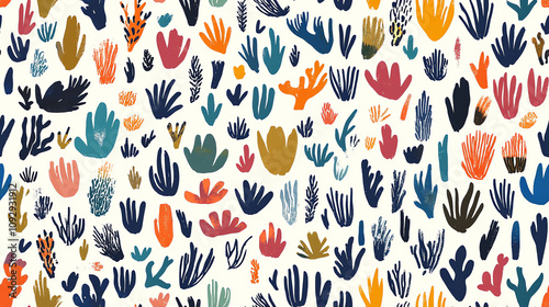 Playful hands seamless pattern in multicolor design
