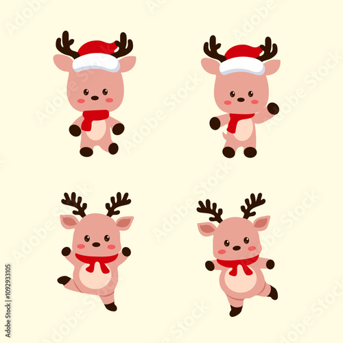 set of collection cute deer character vector for elements, clipart