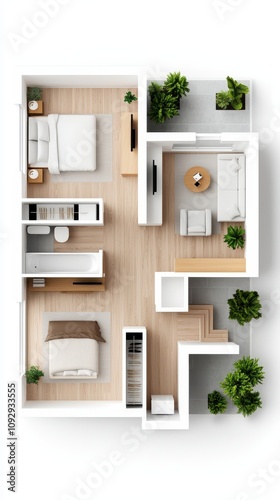 Modern Apartment Floor Plan Top View Home Design Real Estate Interior Design 3D Rende