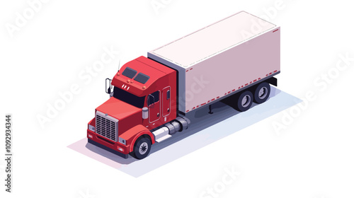 Isometric Cargo Truck Icon for Transportation Logistics Illustration