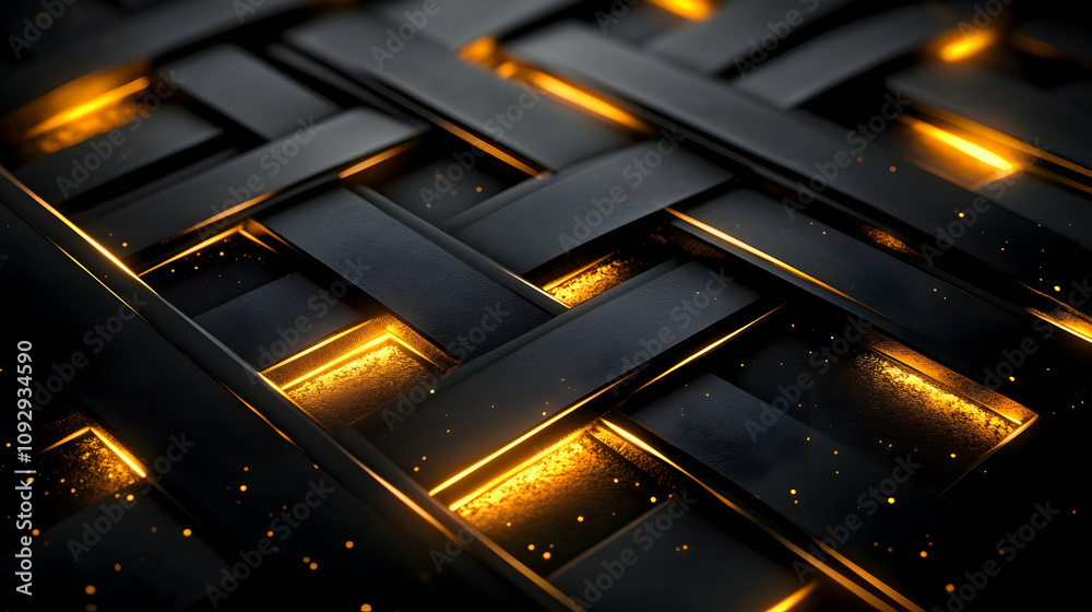 Glowing Grid: Abstract Black & Gold Texture Glowing Grid: Abstract Black & Gold Texture