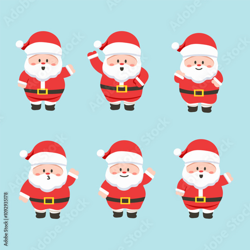 set of collection cute santa character vector for elements, clipart