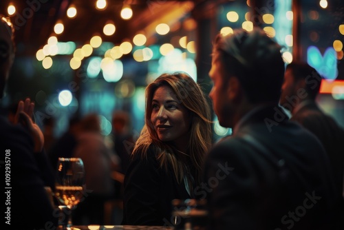 Beautiful young woman sitting in a restaurant and looking at the street