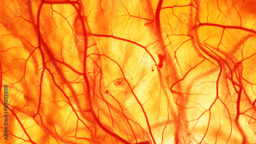 Bild auf Leinwand Blood vessels with capillaries of a chicken embryo on the seventh day of develop