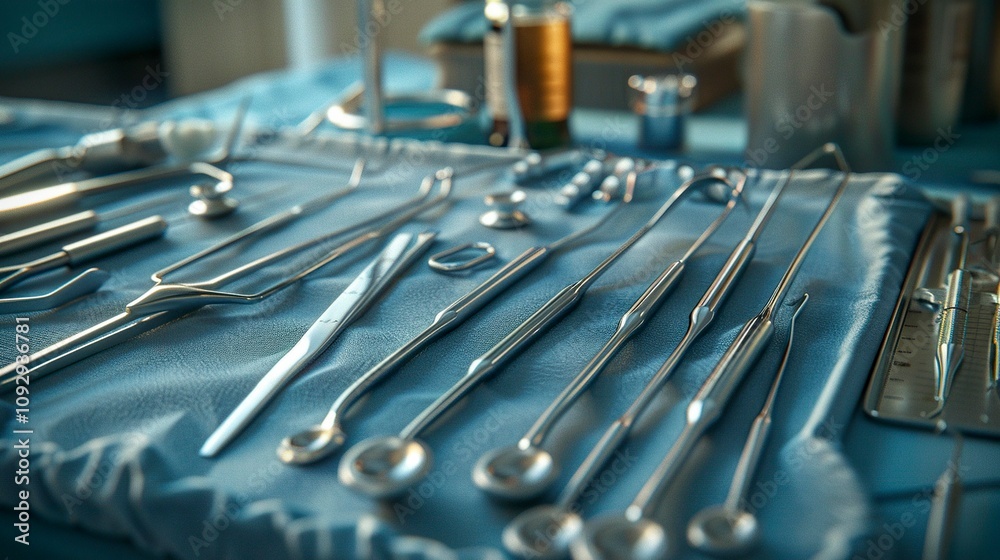 A photo of a scalpels and surgical tools A photo of a scalpels and surgical tools