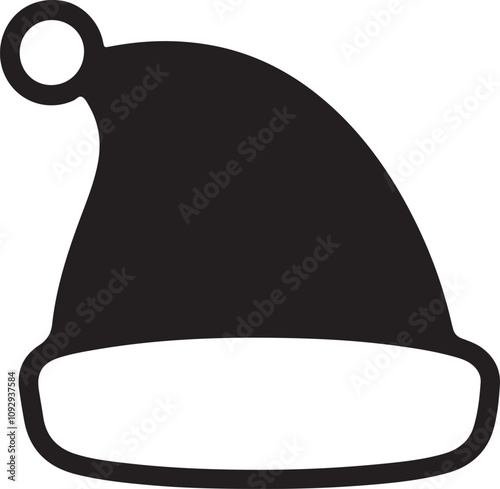 Santa Hat Vector Silhouette  , Santas hat line art