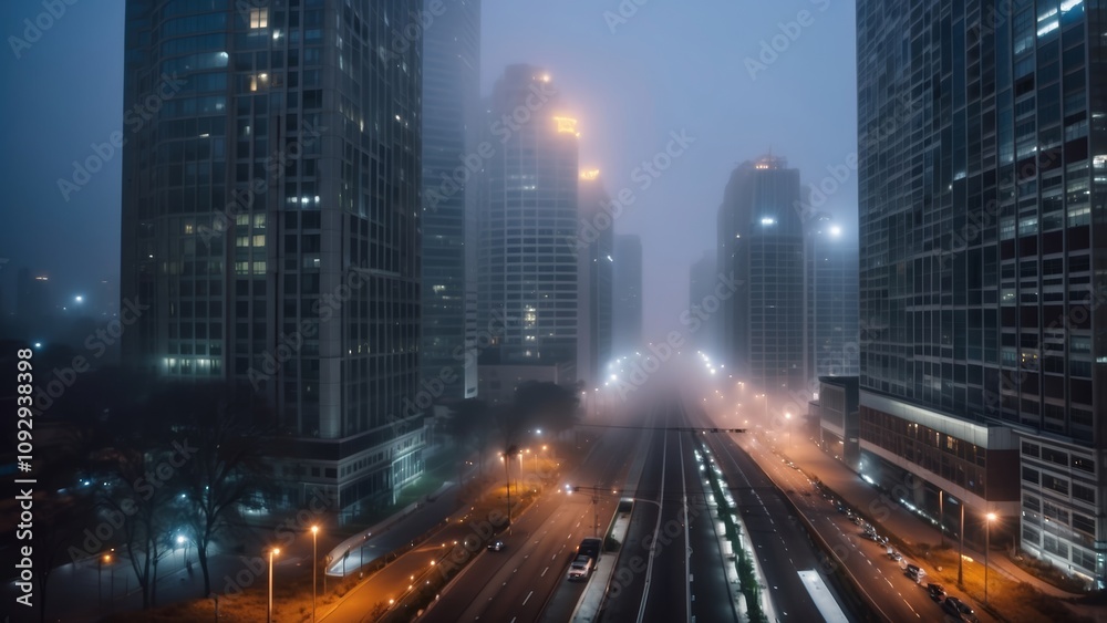 fog in the city nighttime scene fog in the city nighttime scene