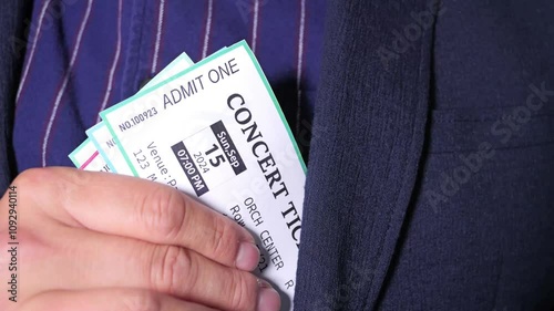 A man is engaged in ticket scalping, selling concert tickets at a significantly higher price than face value,The concept of scalpers